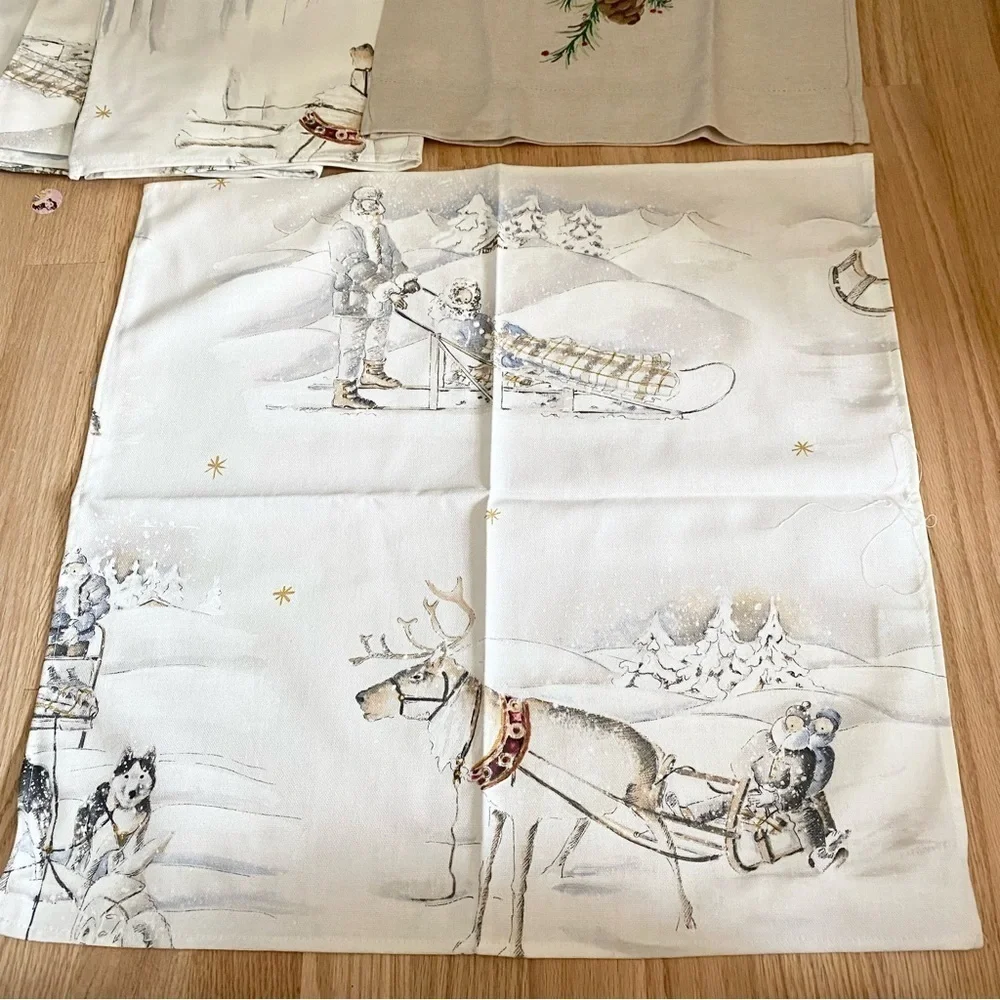 La Maisonnette Made in France 100% Cotton Napkins Bundle Lot of 5 + 1 Linen Deer